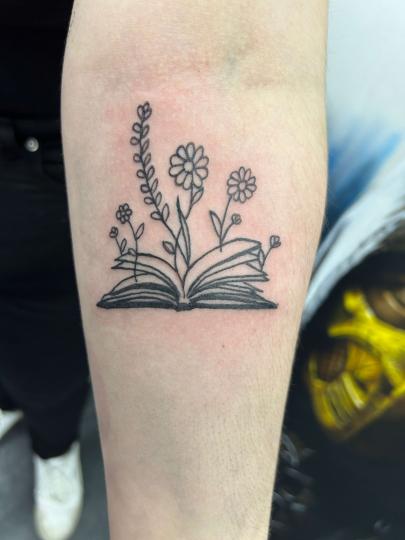 Floral book ignorant style tattoo
