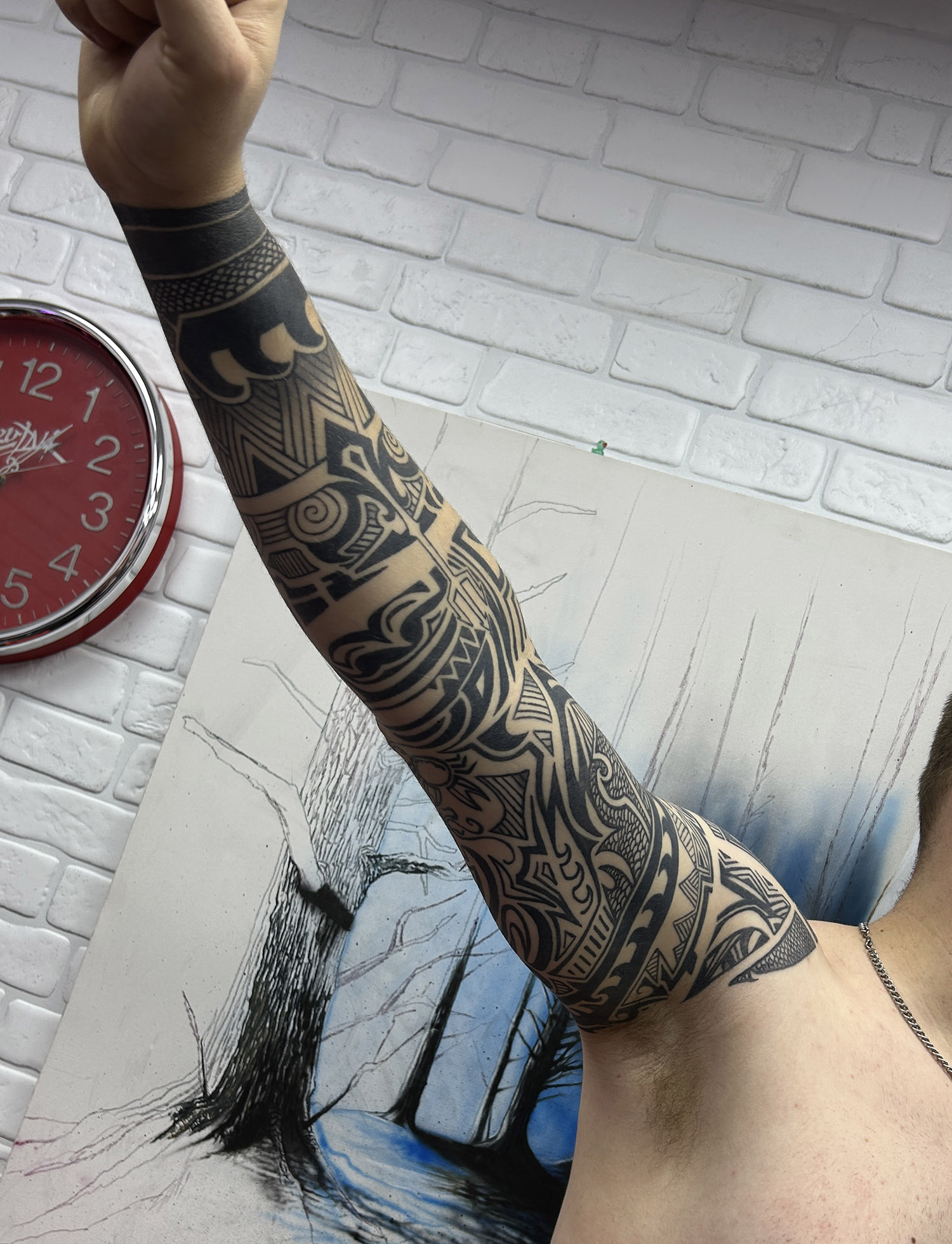 Polynesian Atlantean Aztec style sleeve