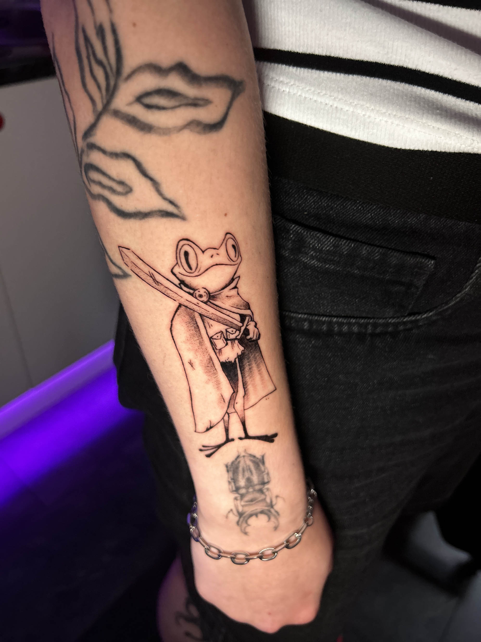 Sword wielding frog Tattoo