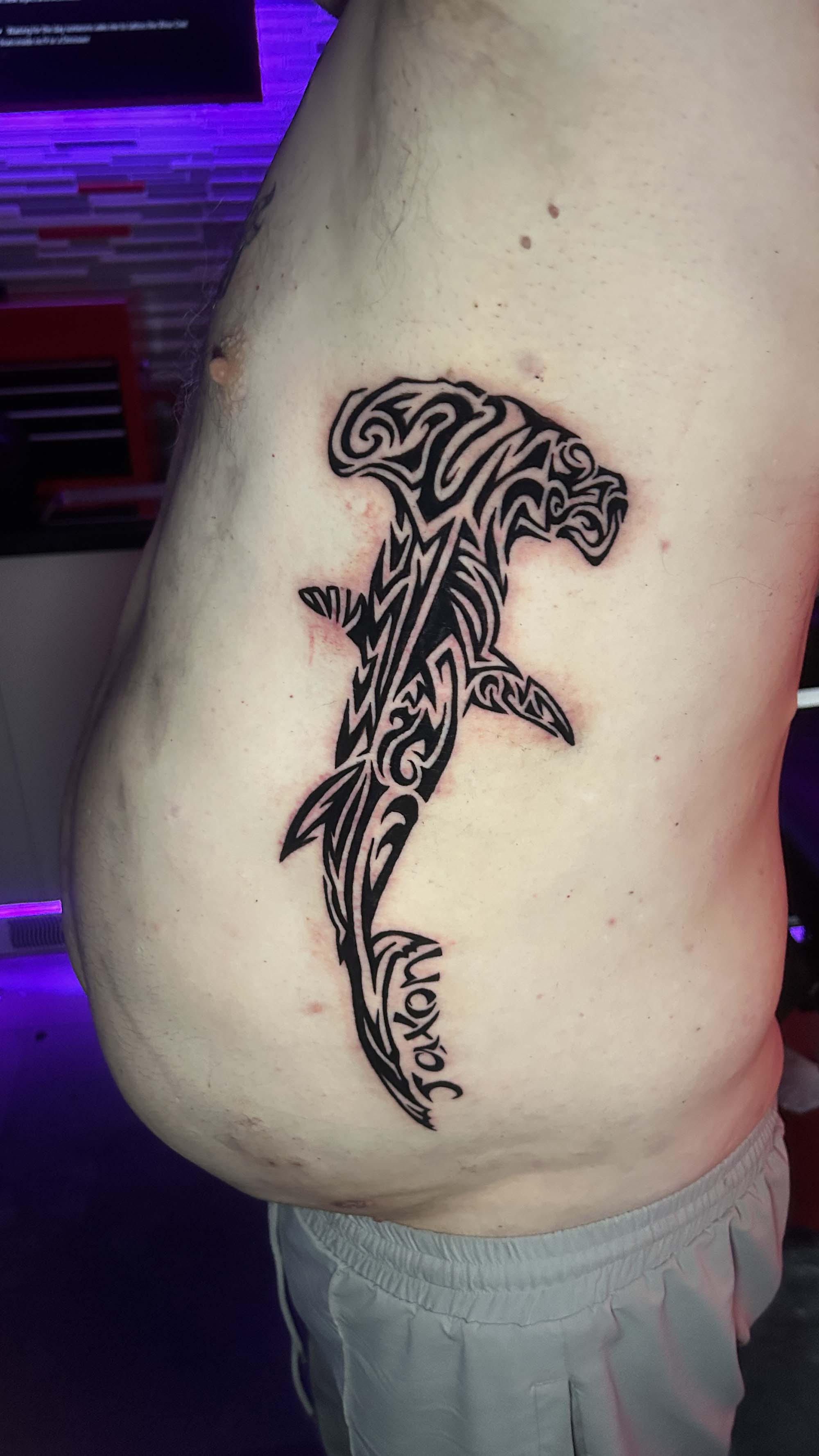 Tribal style hammerhead shark